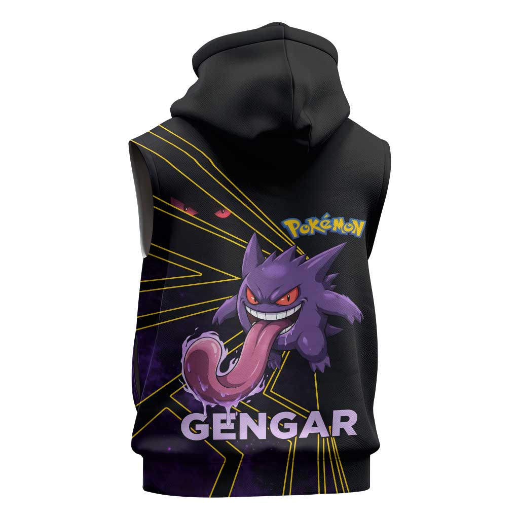 Gengar Poké Sleeveless Hoodie Neon Shadow Comic Style