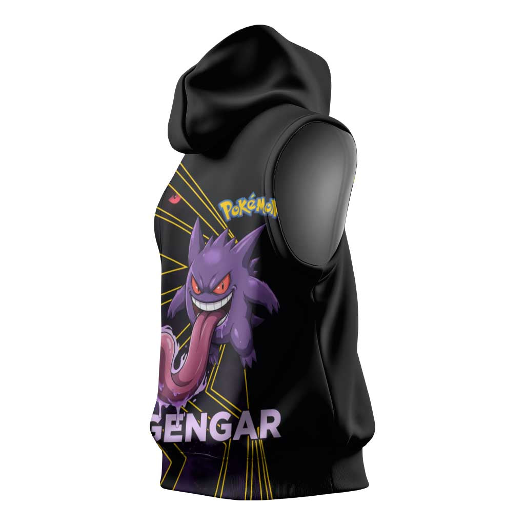 Gengar Poké Sleeveless Hoodie Neon Shadow Comic Style