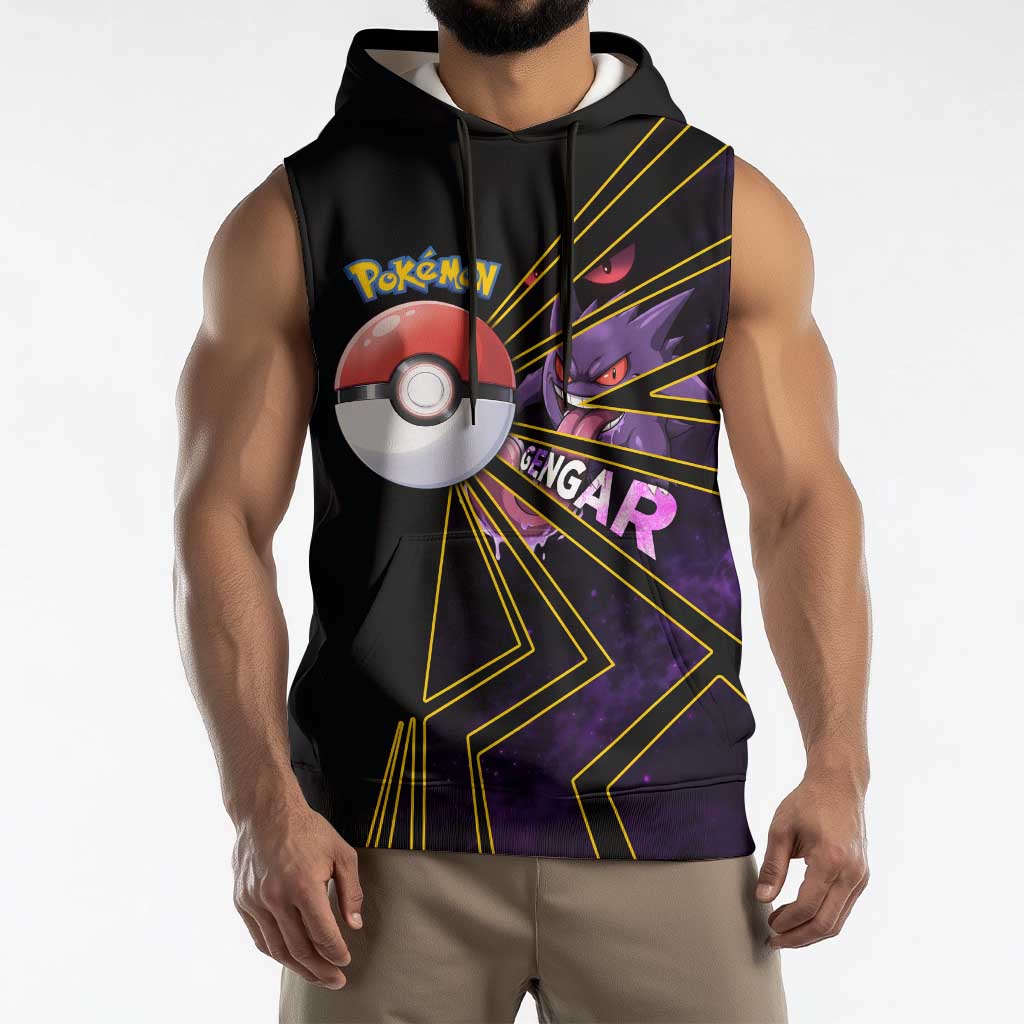 Gengar Poké Sleeveless Hoodie Neon Shadow Comic Style