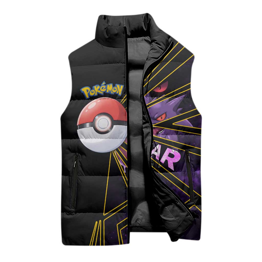 Gengar Poké Sleeveless Puffer Jacket Neon Shadow Comic Style