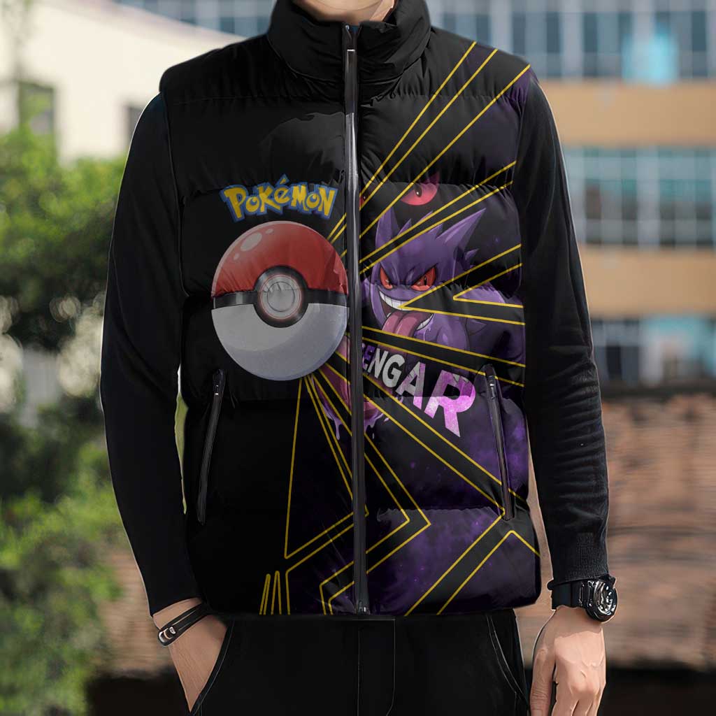 Gengar Poké Sleeveless Puffer Jacket Neon Shadow Comic Style