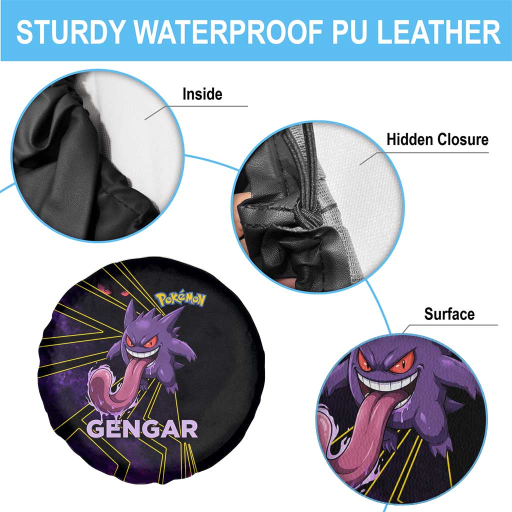 Gengar Poké Spare Tire Cover Neon Shadow Comic Style