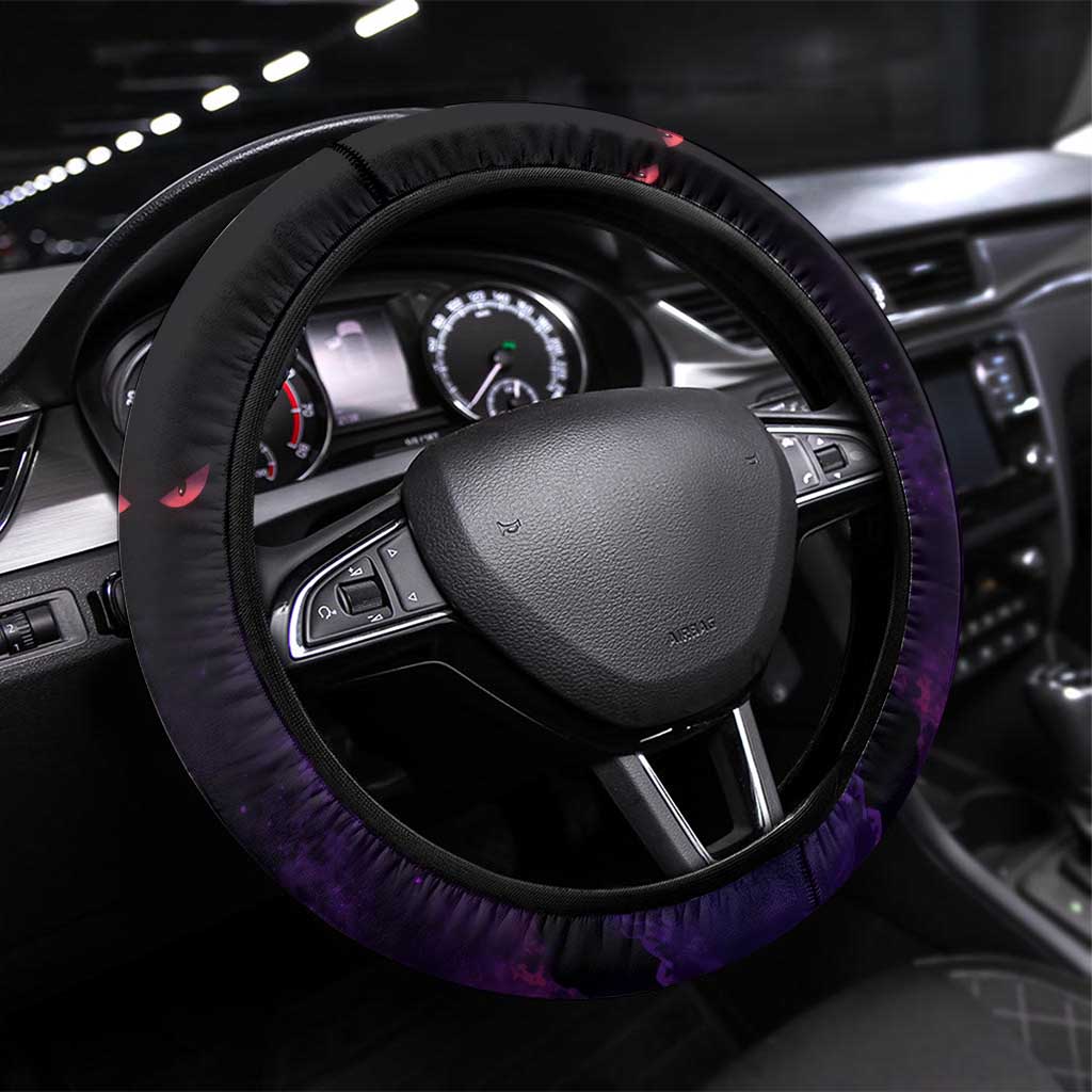 Gengar Poké Steering Wheel Cover Neon Shadow Comic Style