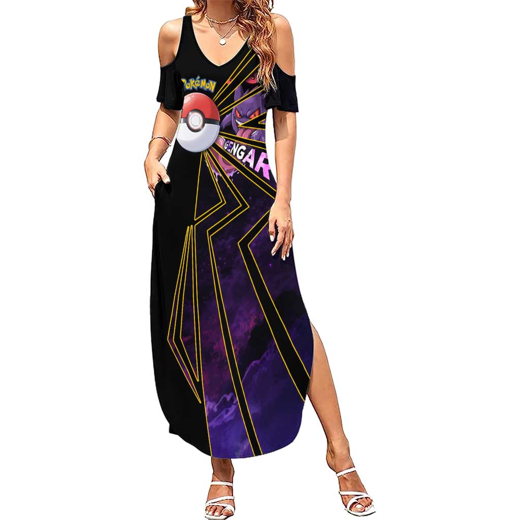 Gengar Poké Summer Maxi Dress Neon Shadow Comic Style