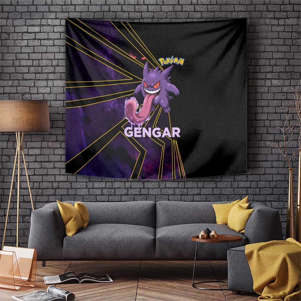 Gengar Poké Tapestry Neon Shadow Comic Style