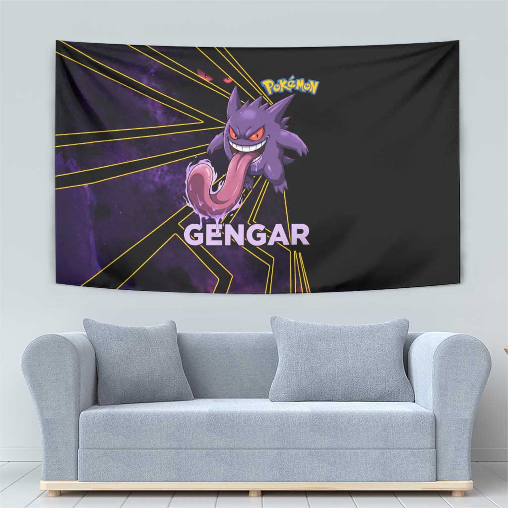 Gengar Poké Tapestry Neon Shadow Comic Style