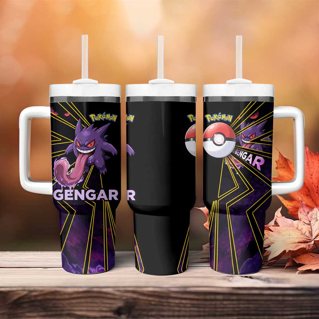 Gengar Poké Tumbler With Handle Neon Shadow Comic Style