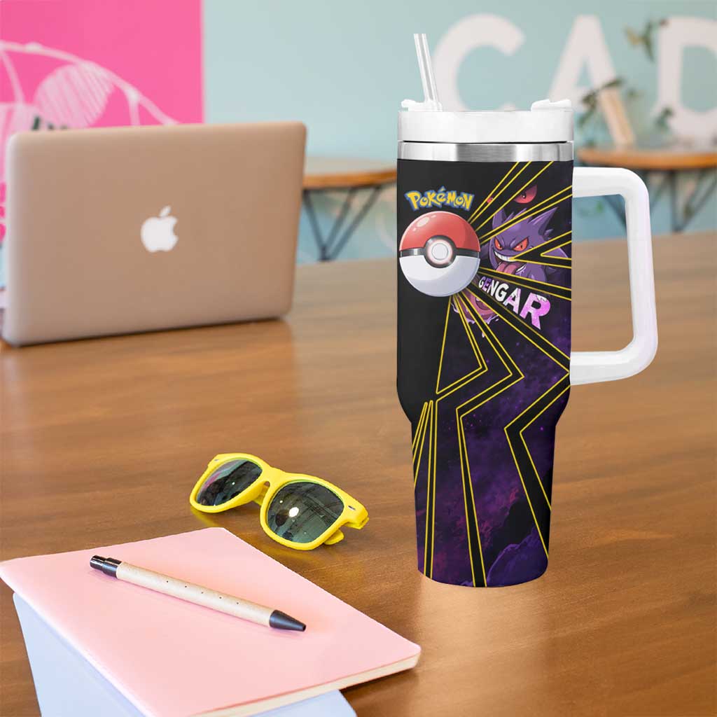 Gengar Poké Tumbler With Handle Neon Shadow Comic Style
