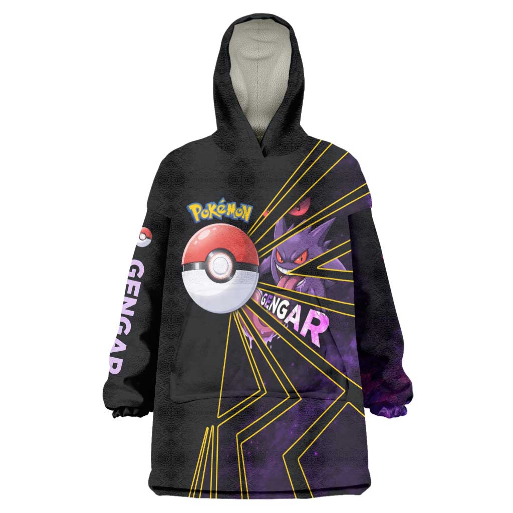 Gengar Poké Wearable Blanket Hoodie Neon Shadow Comic Style