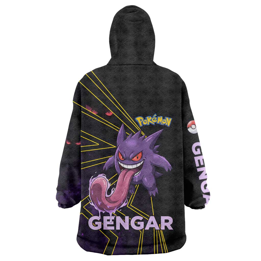 Gengar Poké Wearable Blanket Hoodie Neon Shadow Comic Style