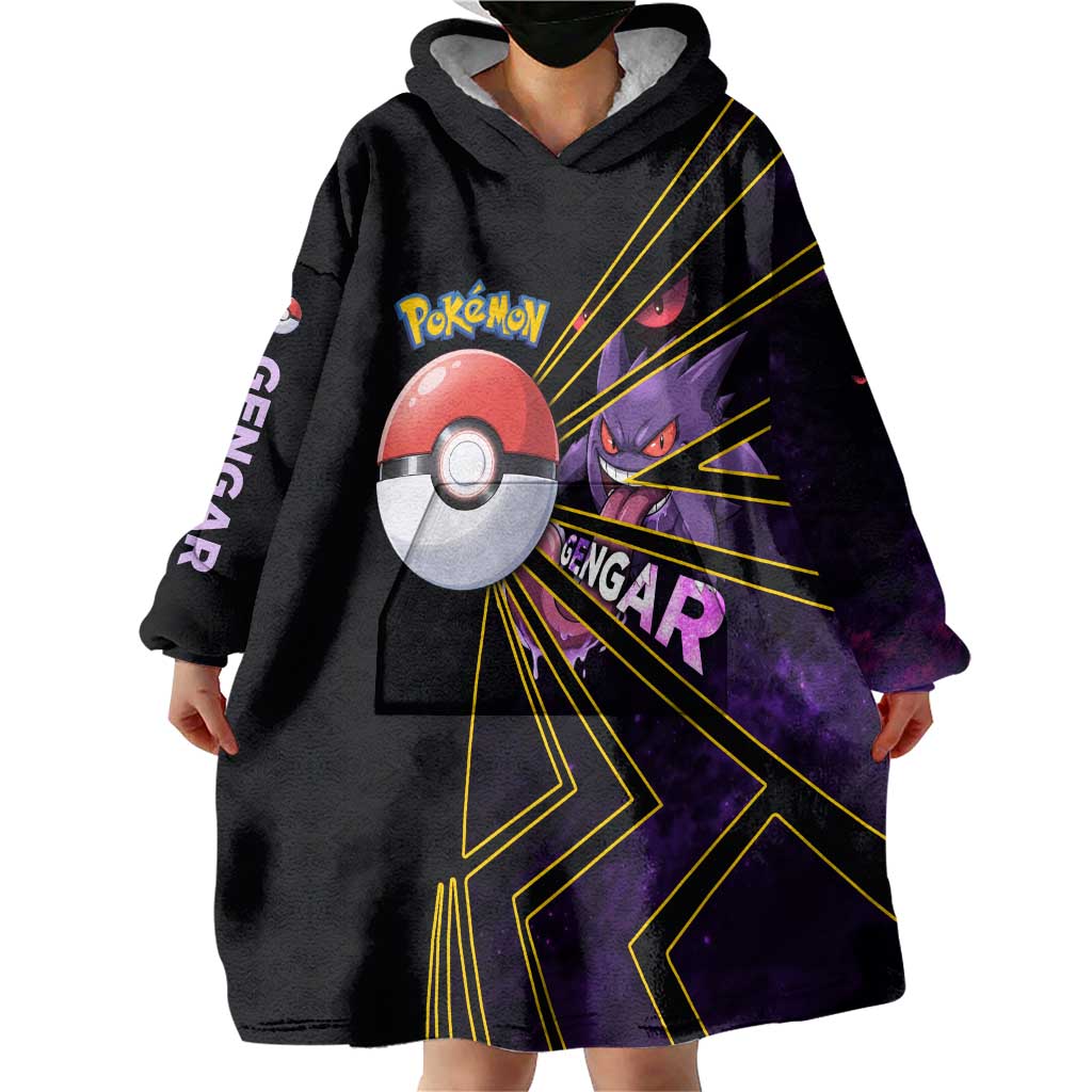 Gengar Poké Wearable Blanket Hoodie Neon Shadow Comic Style
