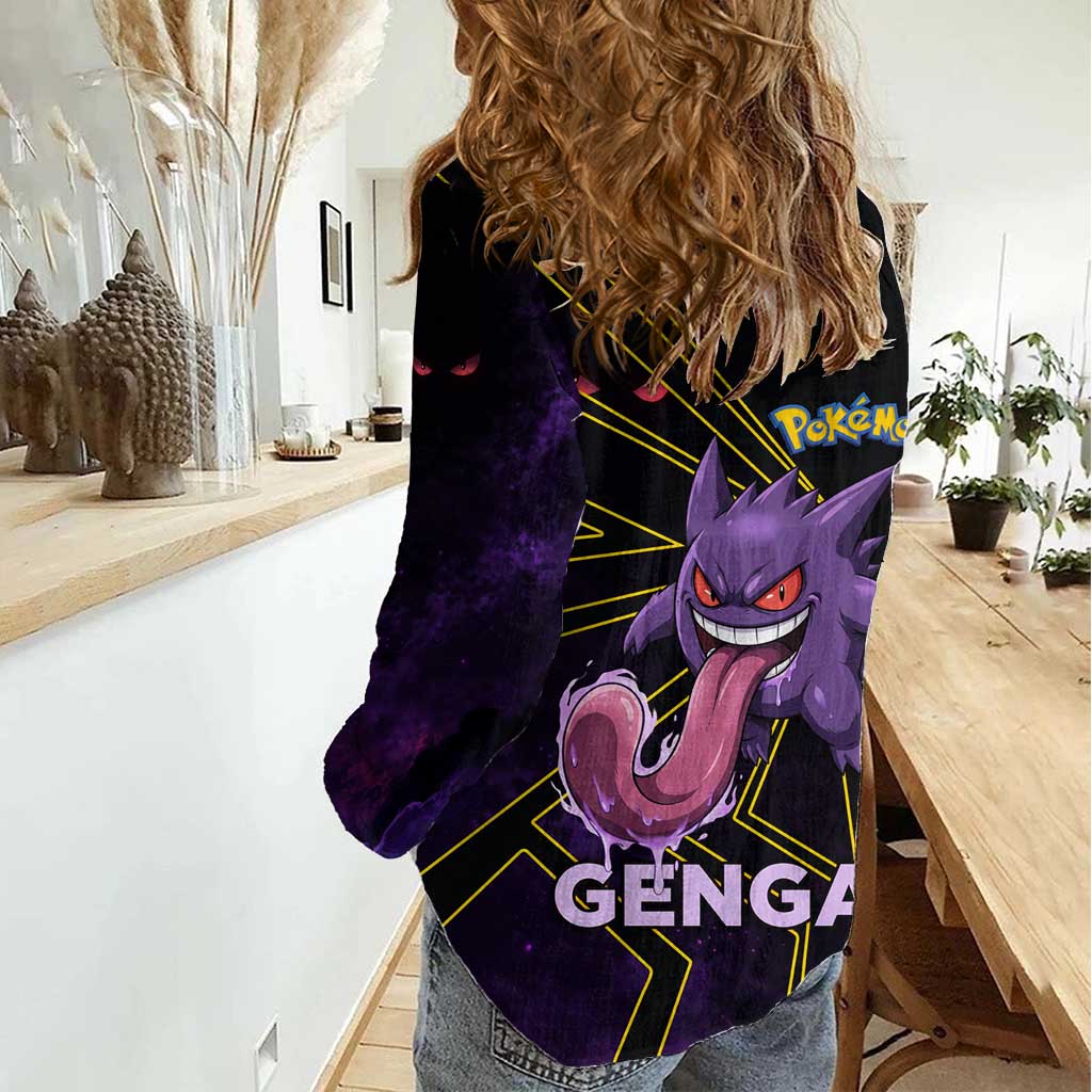 Gengar Poké Women Casual Shirt Neon Shadow Comic Style