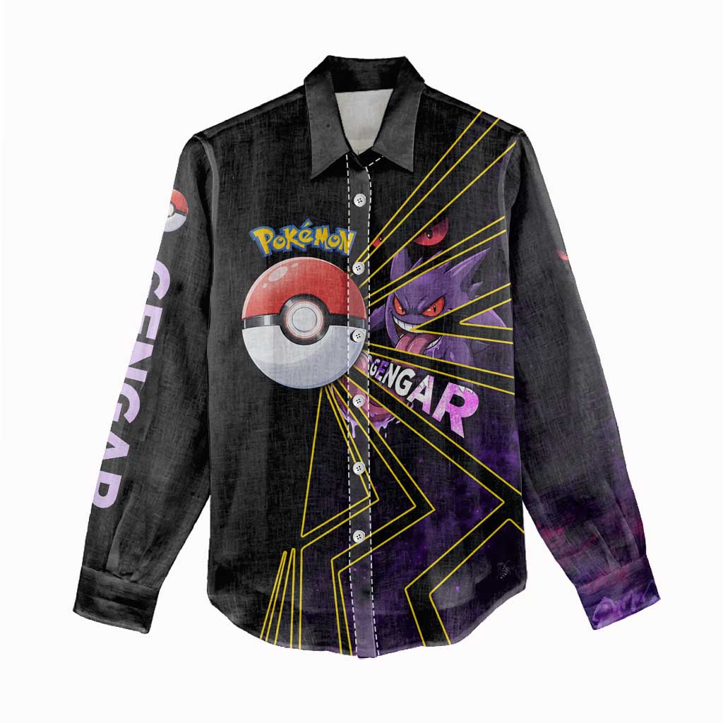 Gengar Poké Women Casual Shirt Neon Shadow Comic Style