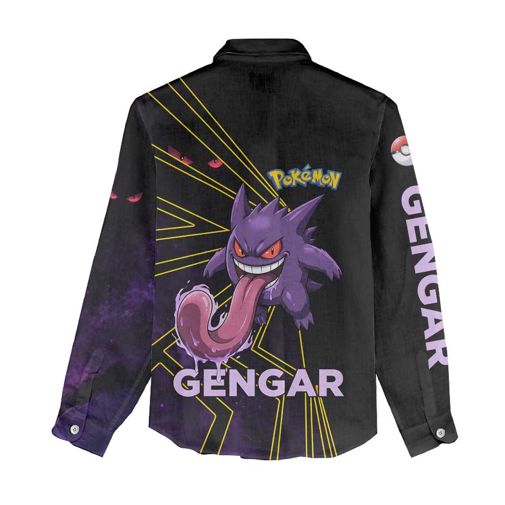 Gengar Poké Women Casual Shirt Neon Shadow Comic Style