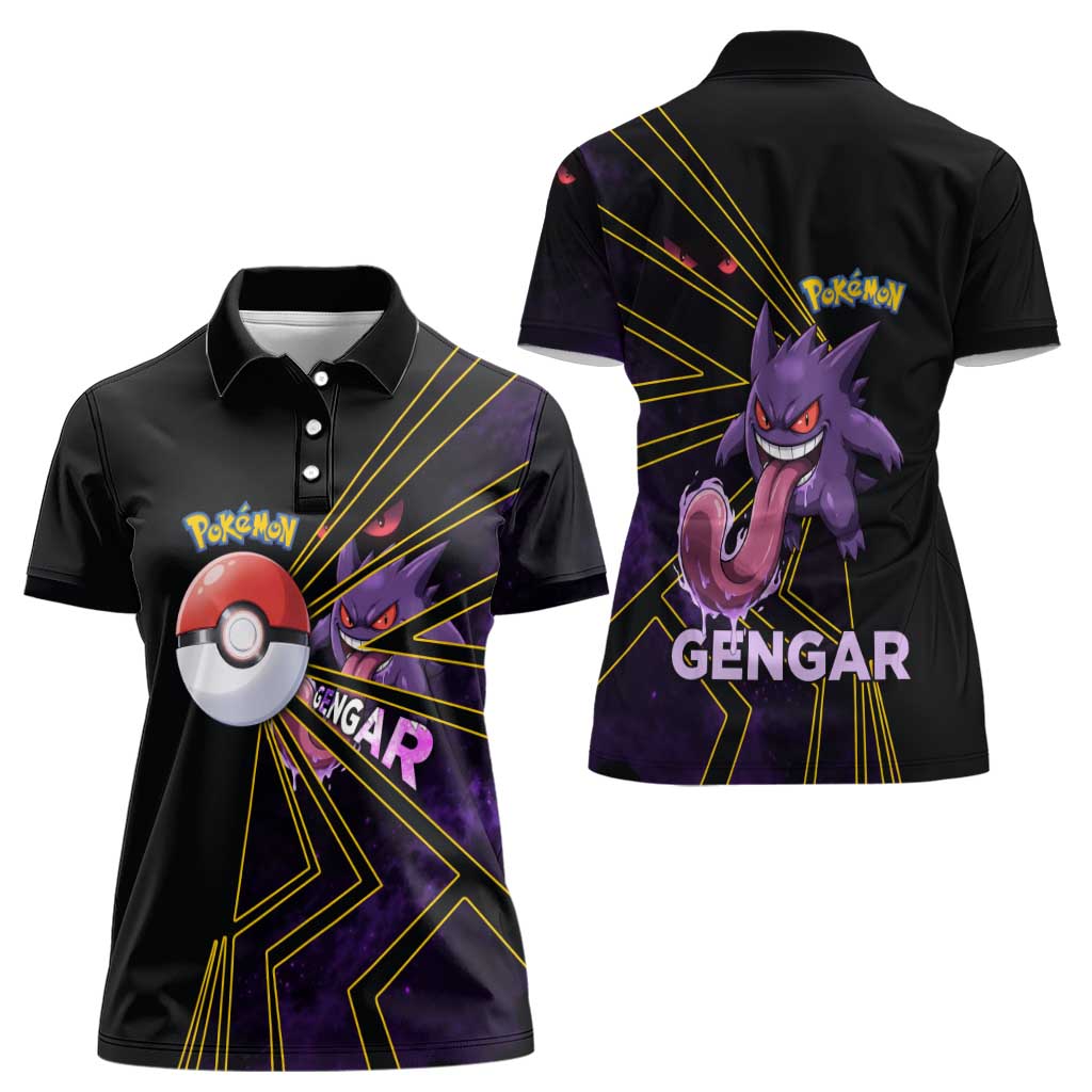 Gengar Poké Women Polo Shirt Neon Shadow Comic Style