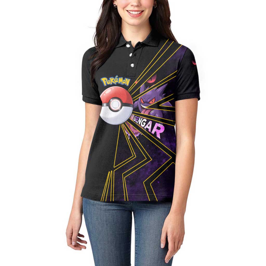 Gengar Poké Women Polo Shirt Neon Shadow Comic Style
