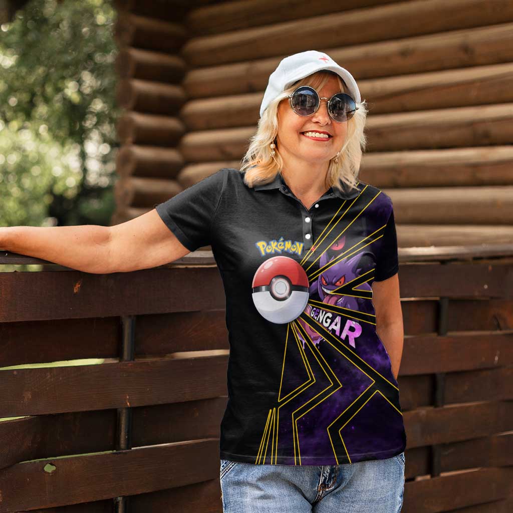 Gengar Poké Women Polo Shirt Neon Shadow Comic Style