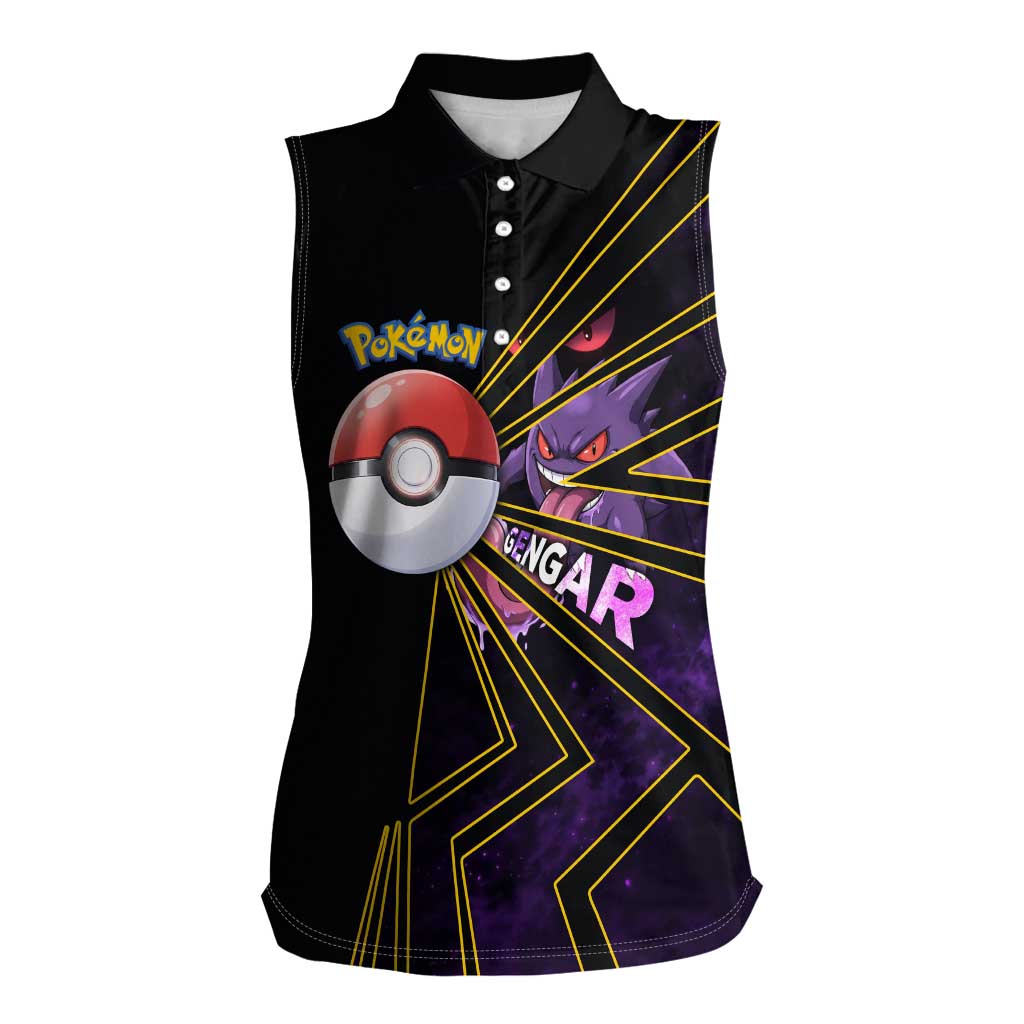 Gengar Poké Women Sleeveless Polo Shirt Neon Shadow Comic Style