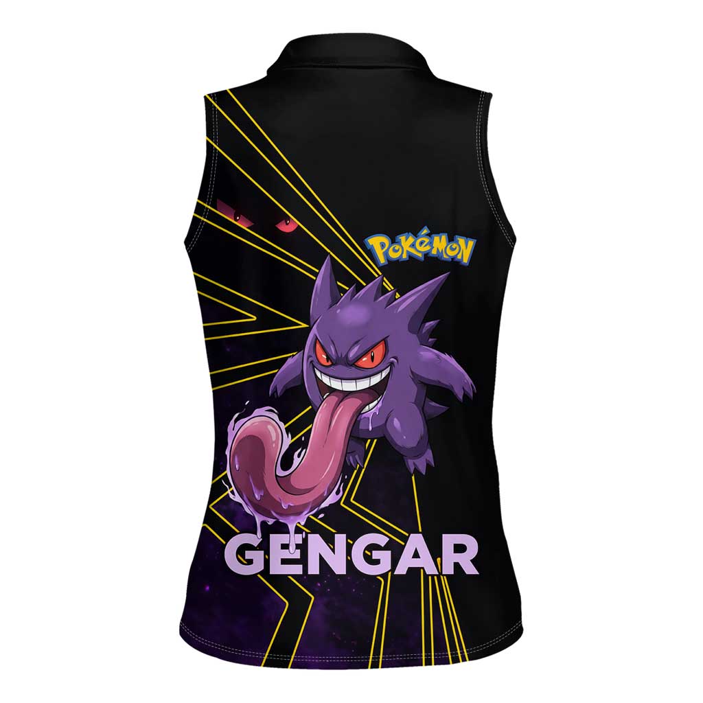 Gengar Poké Women Sleeveless Polo Shirt Neon Shadow Comic Style