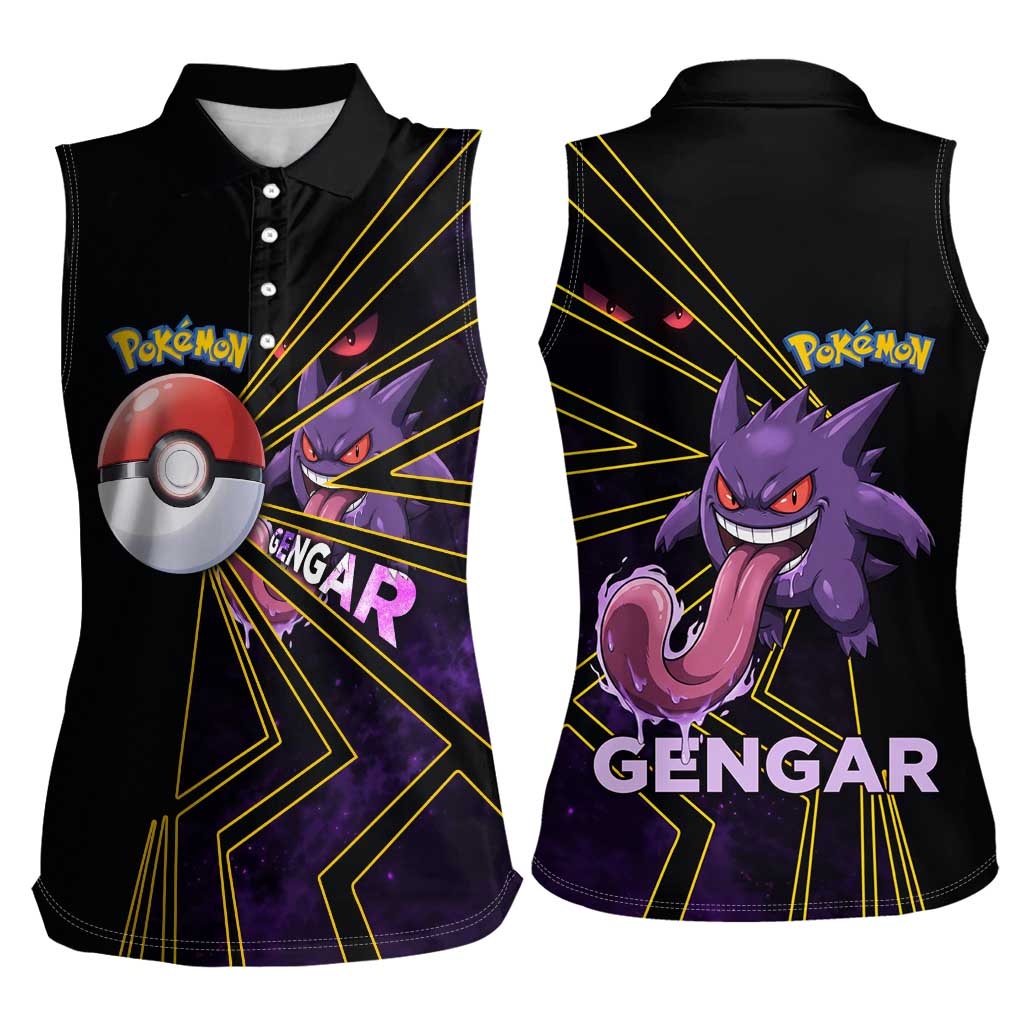 Gengar Poké Women Sleeveless Polo Shirt Neon Shadow Comic Style