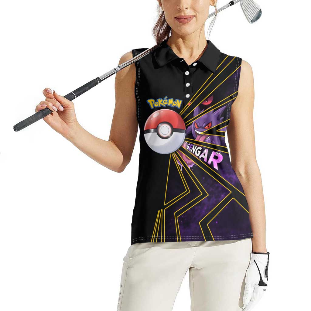 Gengar Poké Women Sleeveless Polo Shirt Neon Shadow Comic Style