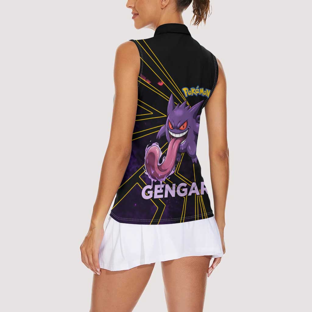 Gengar Poké Women Sleeveless Polo Shirt Neon Shadow Comic Style