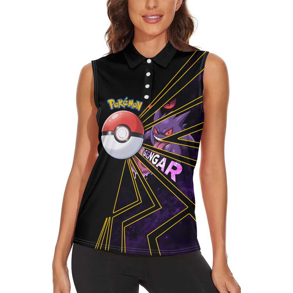 Gengar Poké Women Sleeveless Polo Shirt Neon Shadow Comic Style