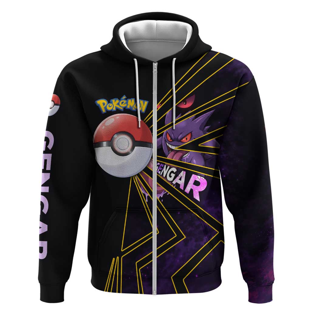 Gengar Poké Zip Hoodie Neon Shadow Comic Style