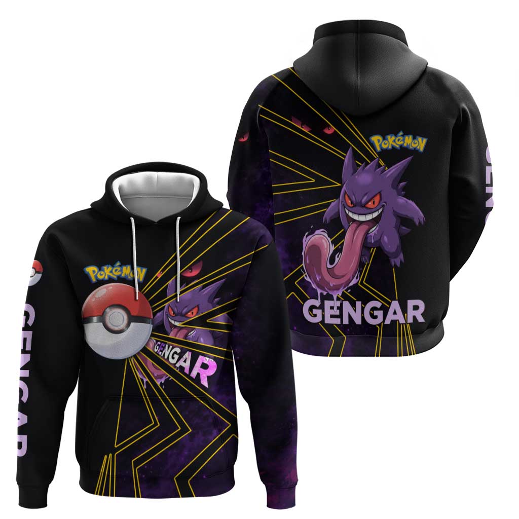 Gengar Poké Zip Hoodie Neon Shadow Comic Style