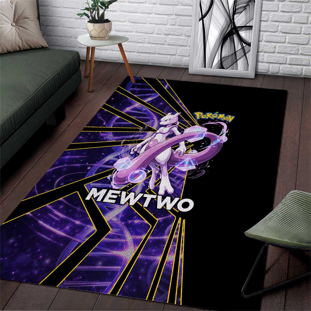 Mewtwo Poké Area Rug Psychic DNA Comic Style