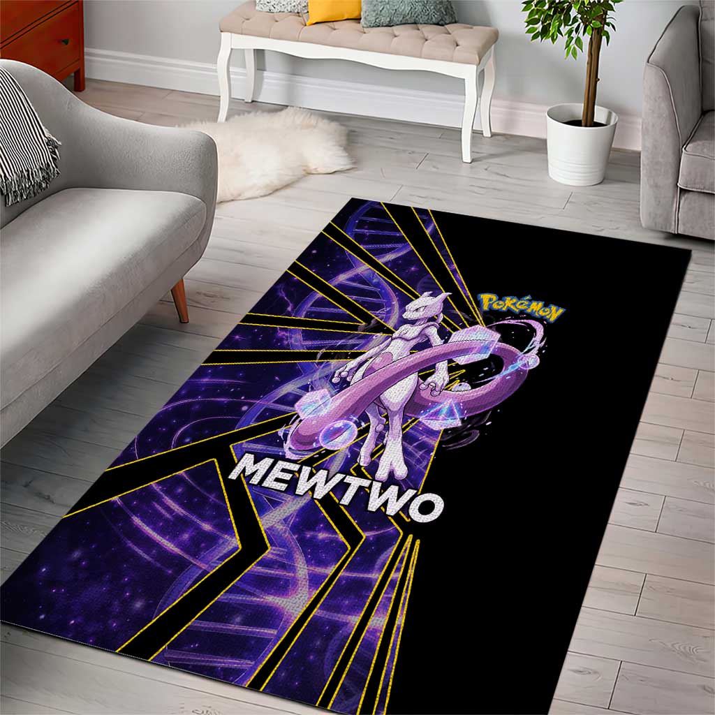 Mewtwo Poké Area Rug Psychic DNA Comic Style