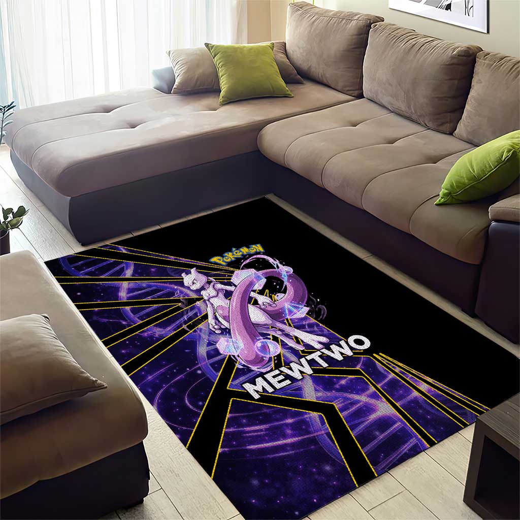 Mewtwo Poké Area Rug Psychic DNA Comic Style