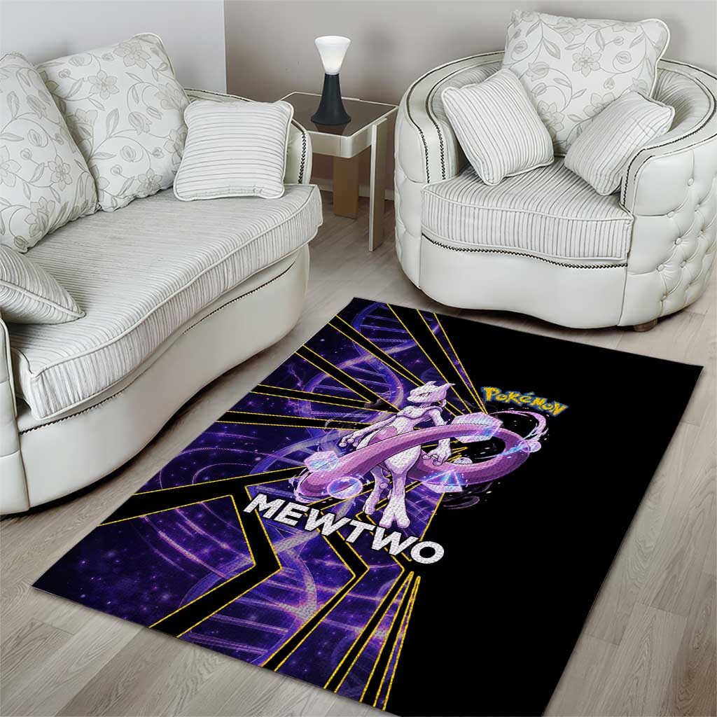 Mewtwo Poké Area Rug Psychic DNA Comic Style
