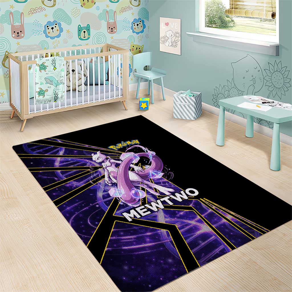 Mewtwo Poké Area Rug Psychic DNA Comic Style