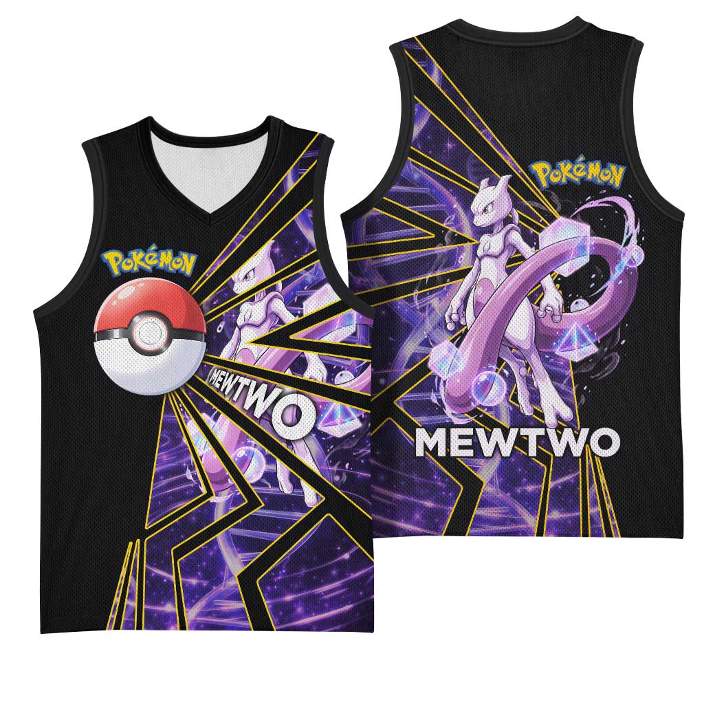 Mewtwo Poké Basketball Jersey Psychic DNA Comic Style