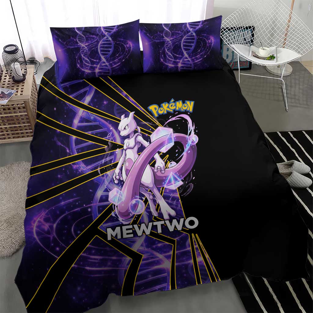 Mewtwo Poké Bedding Set Psychic DNA Comic Style