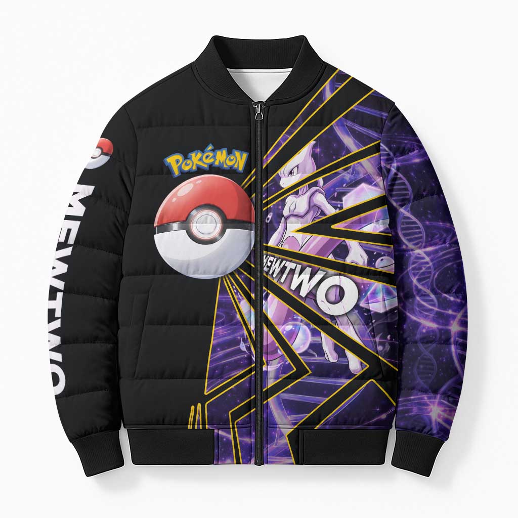 Mewtwo Poké Bomber Puffer Jacket Psychic DNA Comic Style