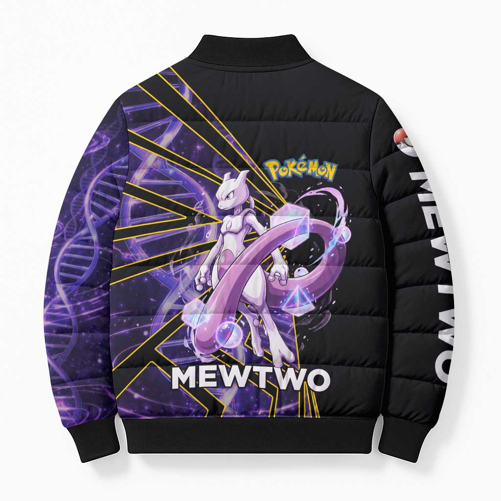 Mewtwo Poké Bomber Puffer Jacket Psychic DNA Comic Style