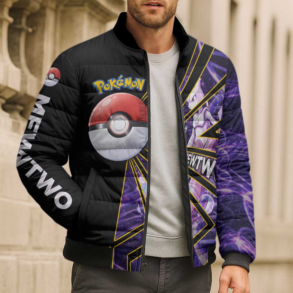 Mewtwo Poké Bomber Puffer Jacket Psychic DNA Comic Style