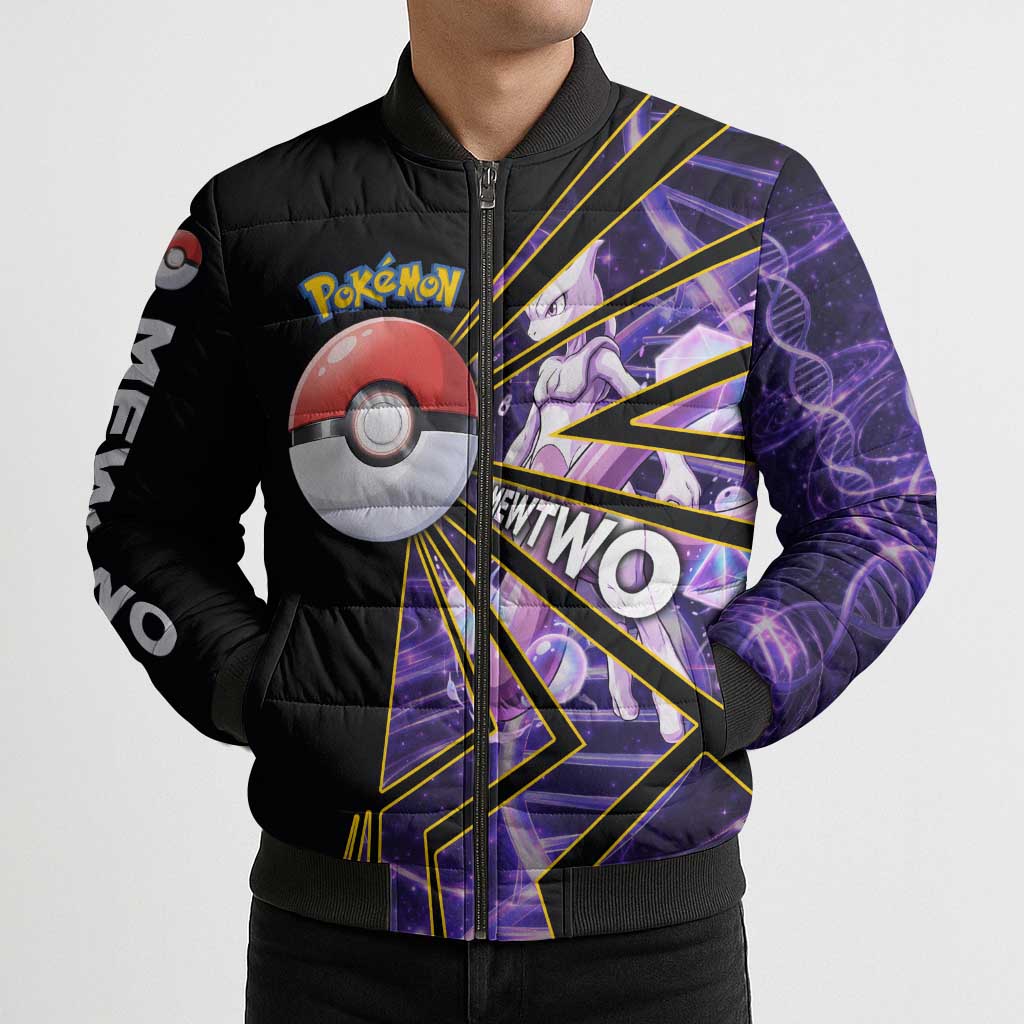 Mewtwo Poké Bomber Puffer Jacket Psychic DNA Comic Style