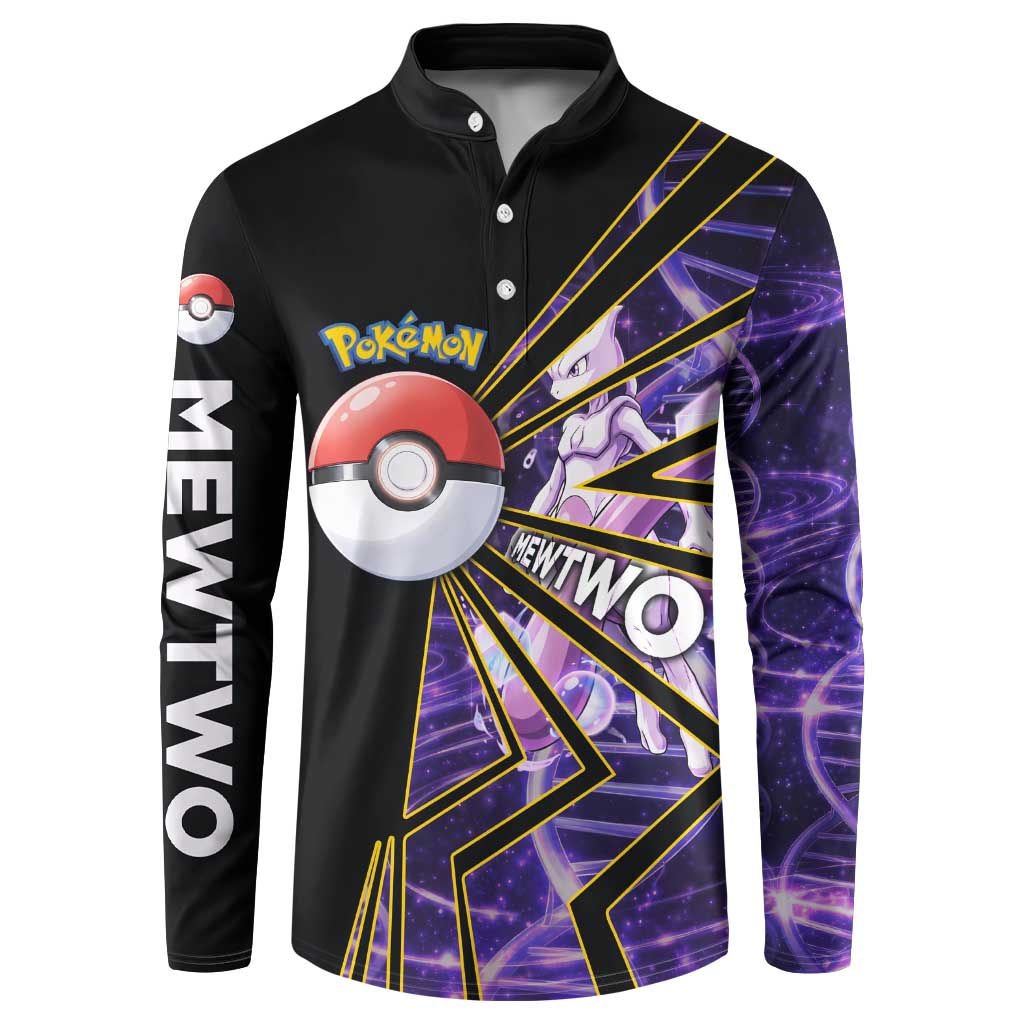 Mewtwo Poké Button Sweatshirt Psychic DNA Comic Style