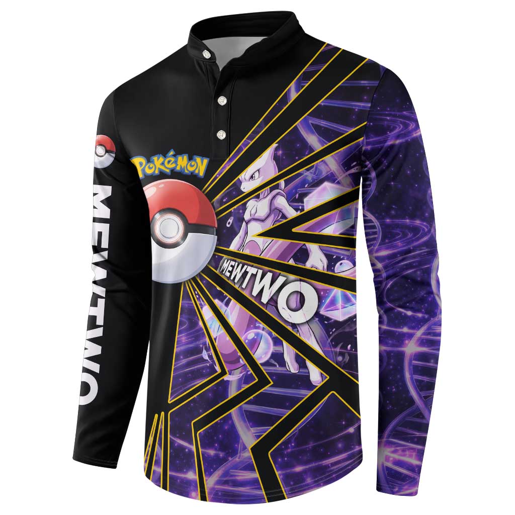 Mewtwo Poké Button Sweatshirt Psychic DNA Comic Style