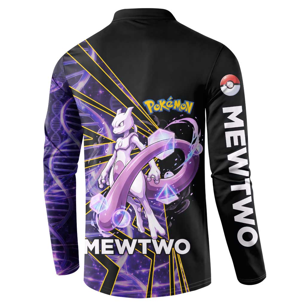 Mewtwo Poké Button Sweatshirt Psychic DNA Comic Style