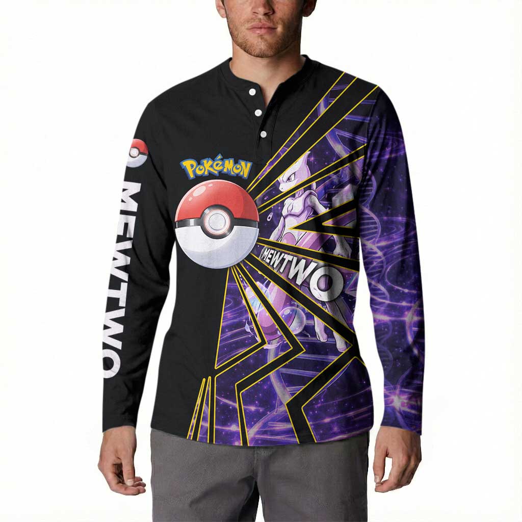 Mewtwo Poké Button Sweatshirt Psychic DNA Comic Style