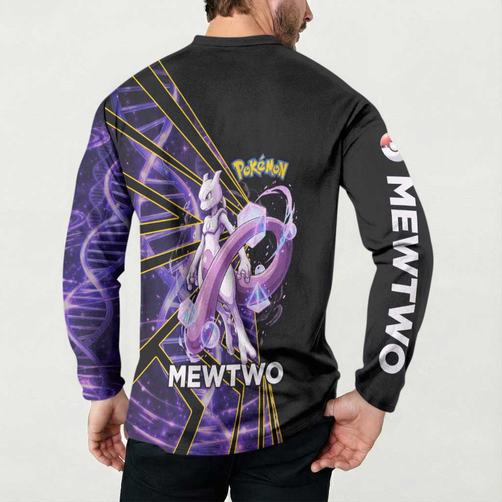 Mewtwo Poké Button Sweatshirt Psychic DNA Comic Style