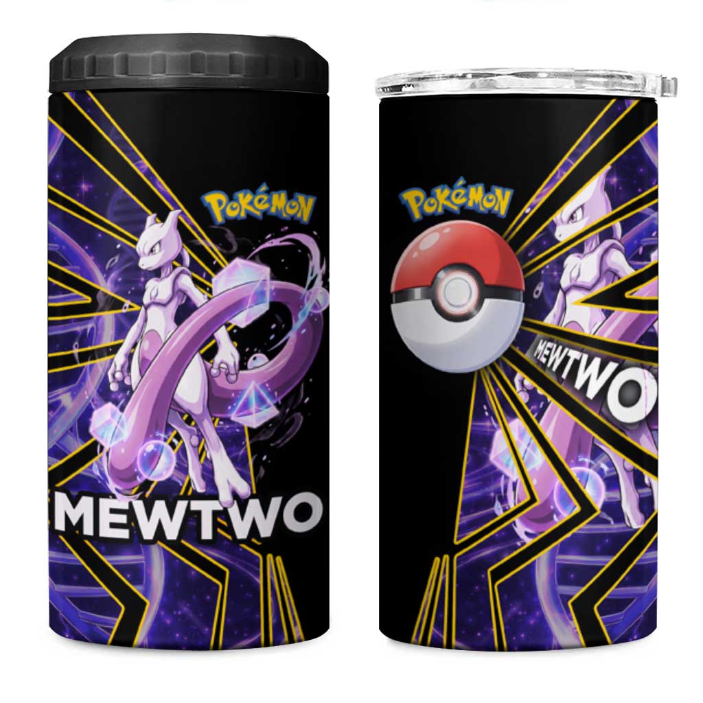 Mewtwo Poké 4 in 1 Can Cooler Tumbler Psychic DNA Comic Style