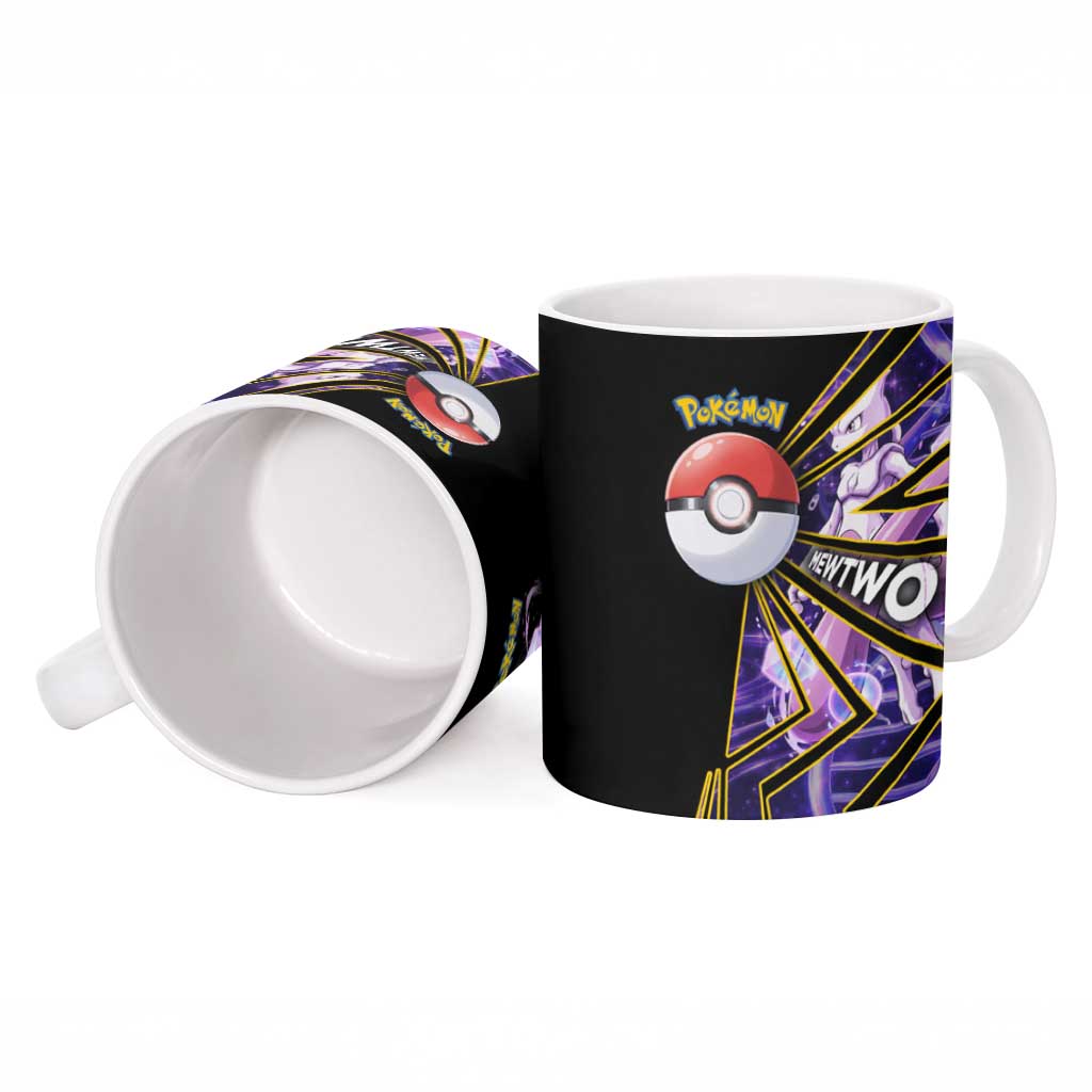 Mewtwo Poké Ceramic Mug Psychic DNA Comic Style