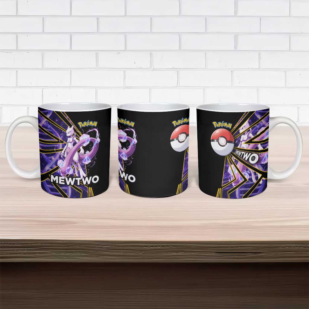 Mewtwo Poké Ceramic Mug Psychic DNA Comic Style