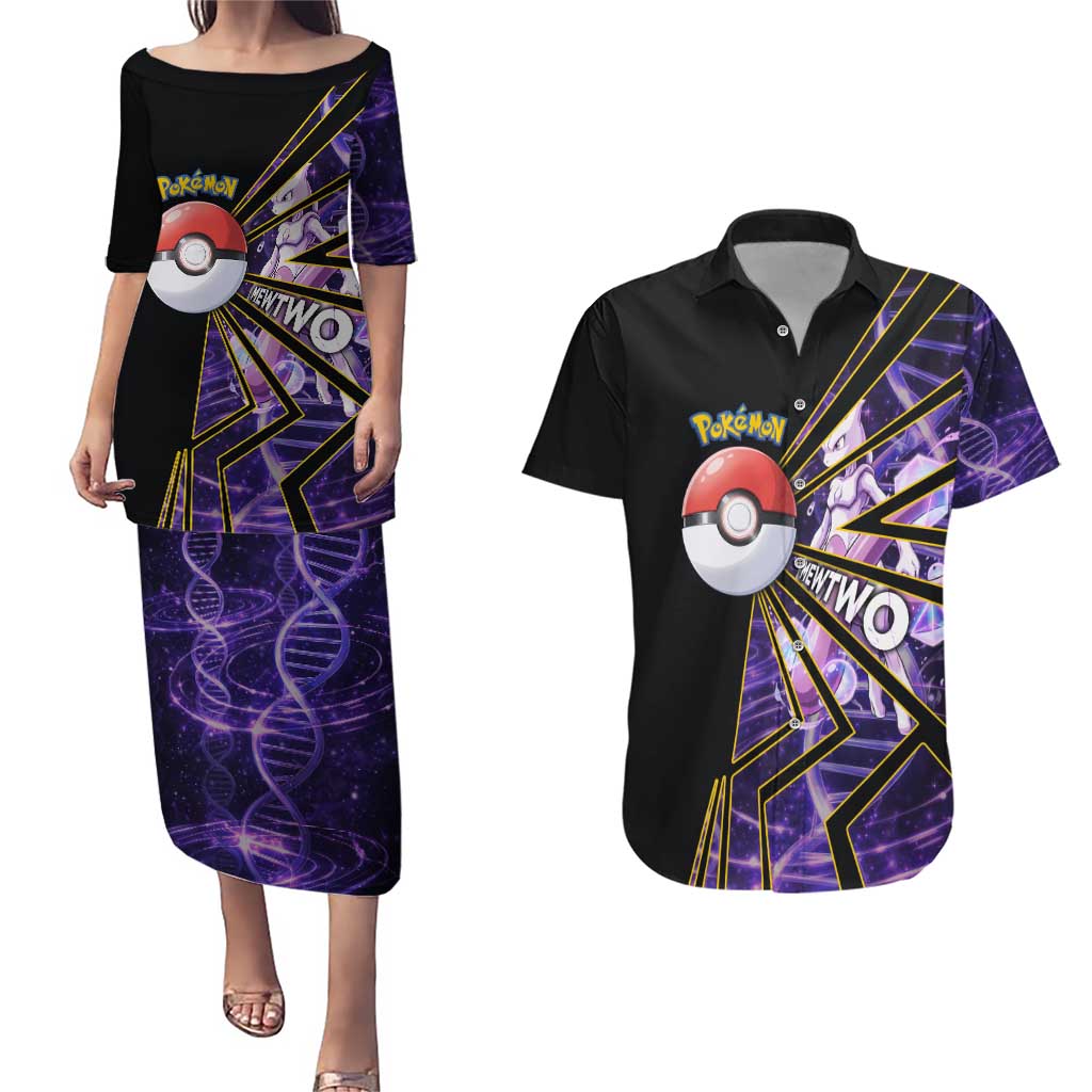 Mewtwo Poké Couples Matching Puletasi and Hawaiian Shirt Psychic DNA Comic Style