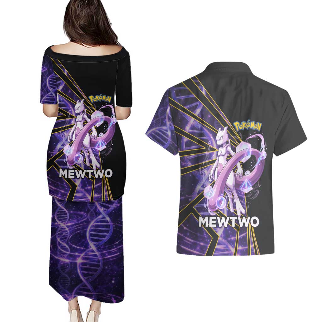 Mewtwo Poké Couples Matching Puletasi and Hawaiian Shirt Psychic DNA Comic Style
